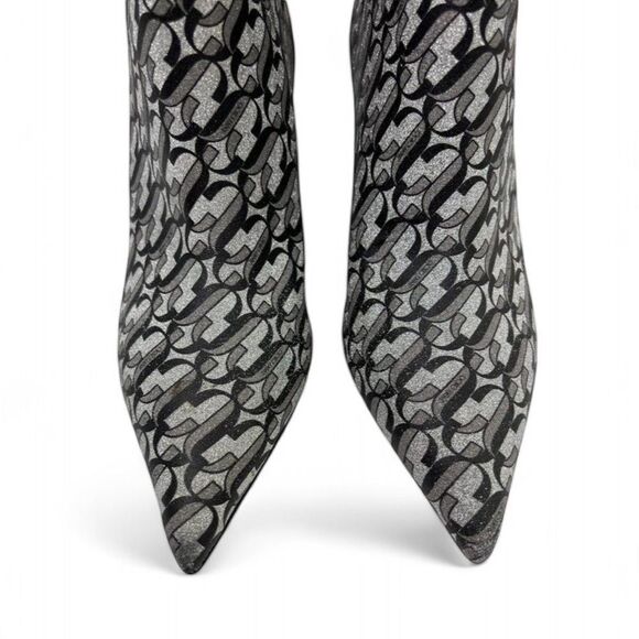 NWOT JIMMY CHOO Marinda 65 Black & Silver Monogram 'JC" Logo Booties Siz… - Picture 6 of 12